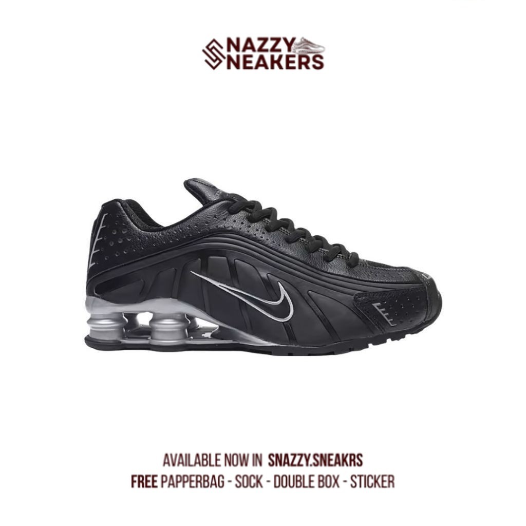 Sepatu Nike Shox R4 Grey Black Sneakers Original unisex