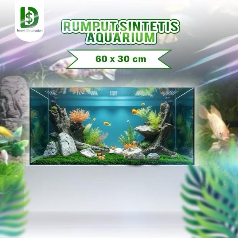 HARGA TERMURAH Rumput Sintetis Aquarium Ukuran 60x30cm