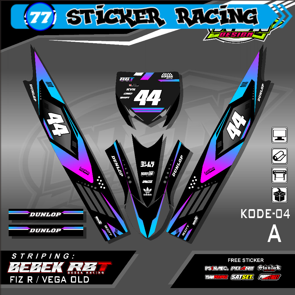 Sticker Striping Motor Fiz R - Vega Old Rbt Bebek Modif Supermoto Desin Grafis Terbaru