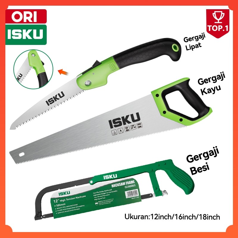 ISKU Gergaji Potong Kayu Hand Saw Gergaji Kayu Super Tajam Gergaji Multifungs untuk Gergaji Kayu dan