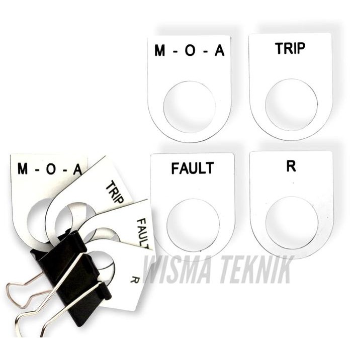 (BACA DESKRIPSI) Nameplate Metal / Legend Plate Panel Listrik  WISTRA NPL3545 - Putih, ON