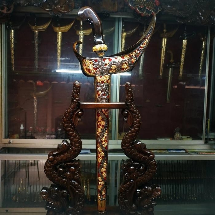 Set Warangka Keris Ladrang Premium Pendok Topeng Motif Naga Istimewa
