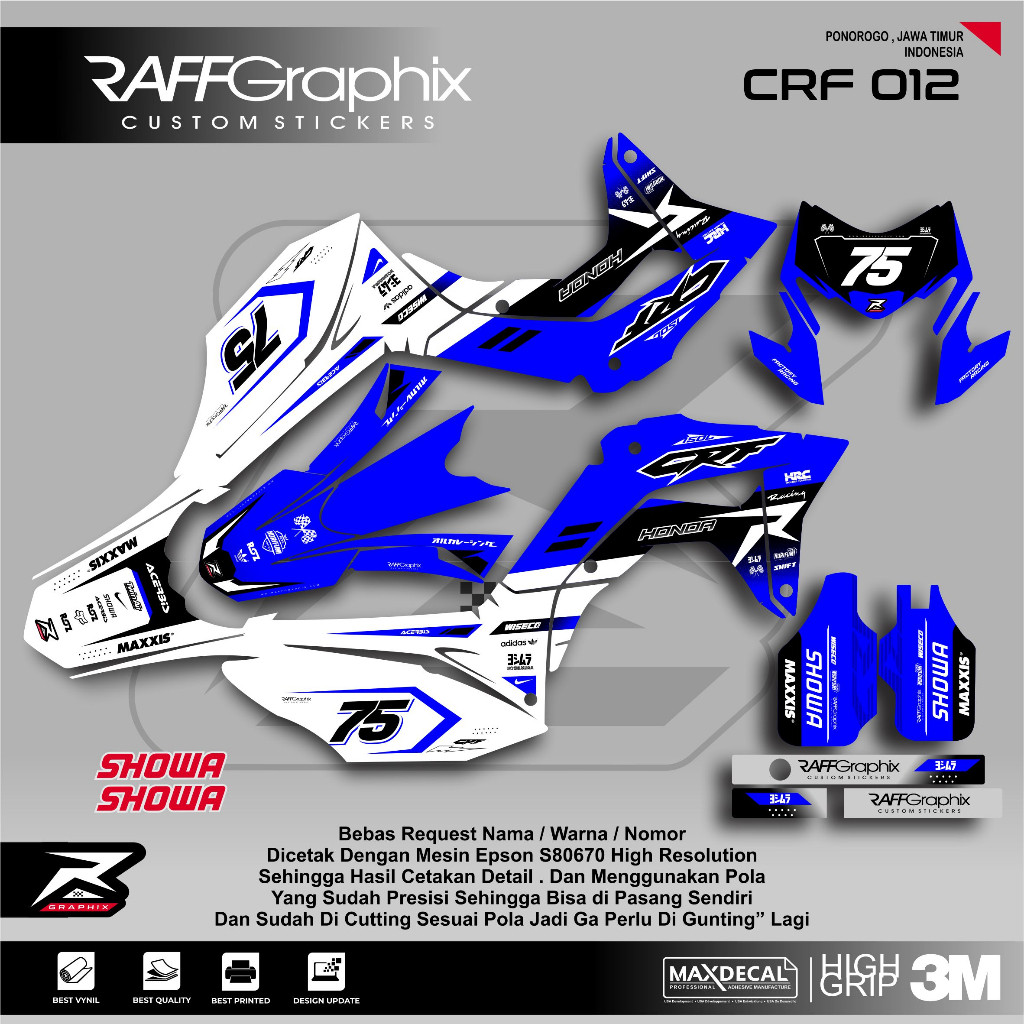DECAL CRF MERAH PUTIH/STICKER CRF 150 /DECAL CRF SUPERMOTO KEREN