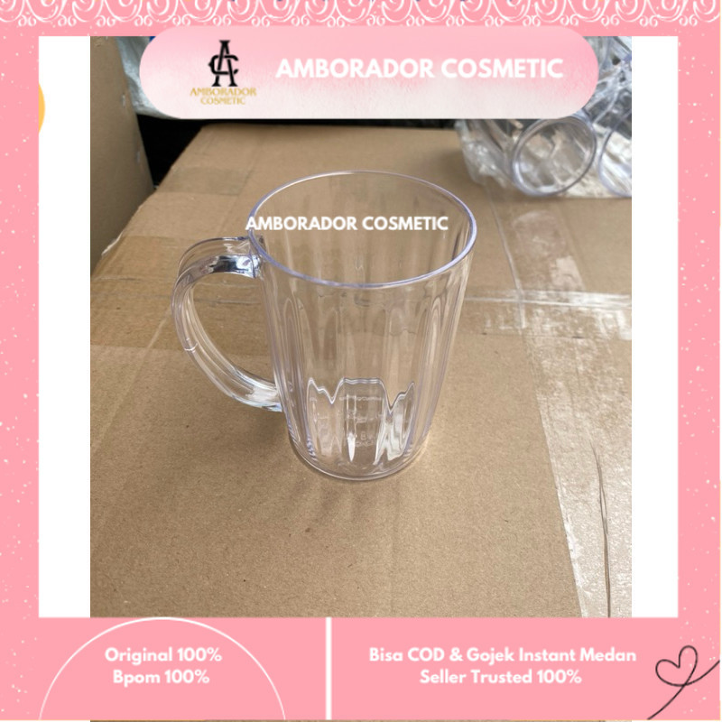 MH - 12 pcs Gelas Teh Atom Mika Cangkir Plastik Bening Besar Tempat Kopi Teh