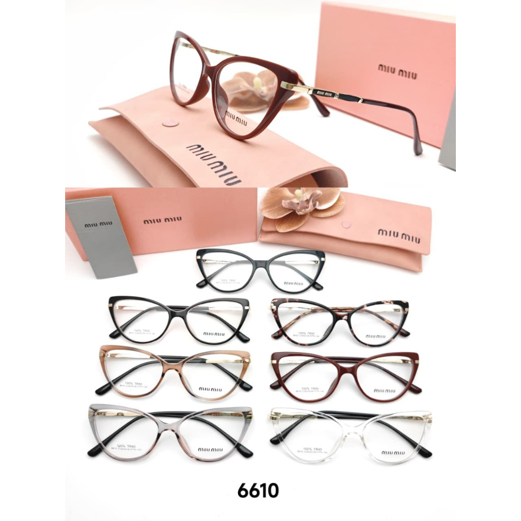 [HAM & STORE] frame kacamata cat eye fashion 6610 anti radiasi paket lensa premium