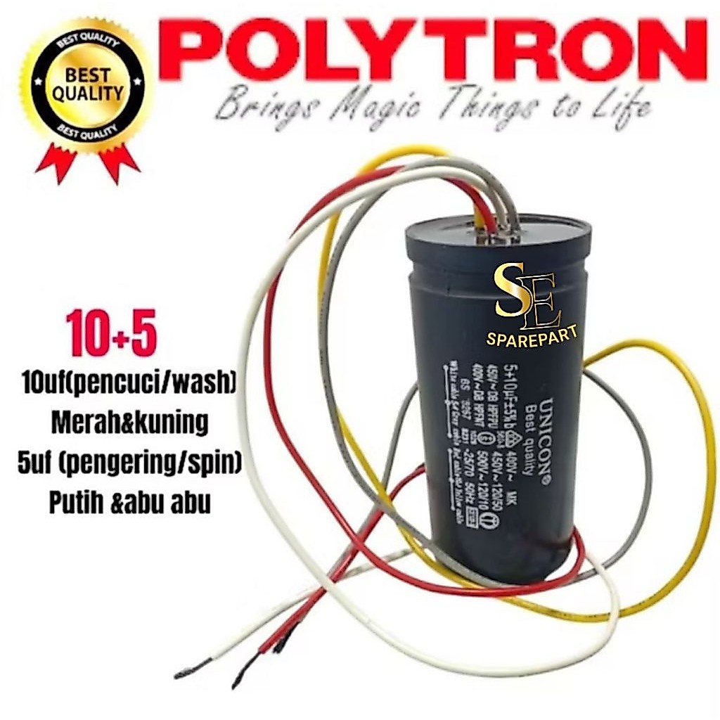 KAPASITOR MESIN CUCI POLYTRON 2 TABUNG PWM9366 | 9366PWM