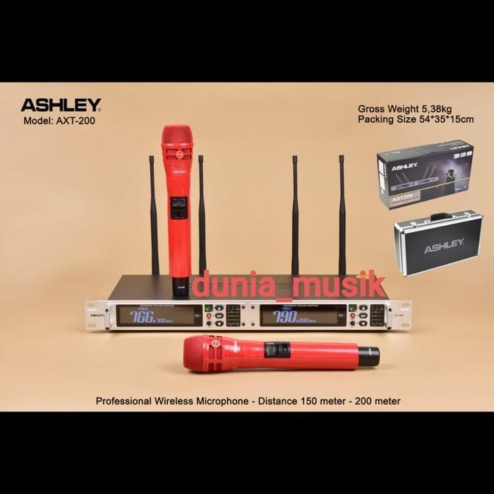 mic wireles ashley axt200 2pegang mic original