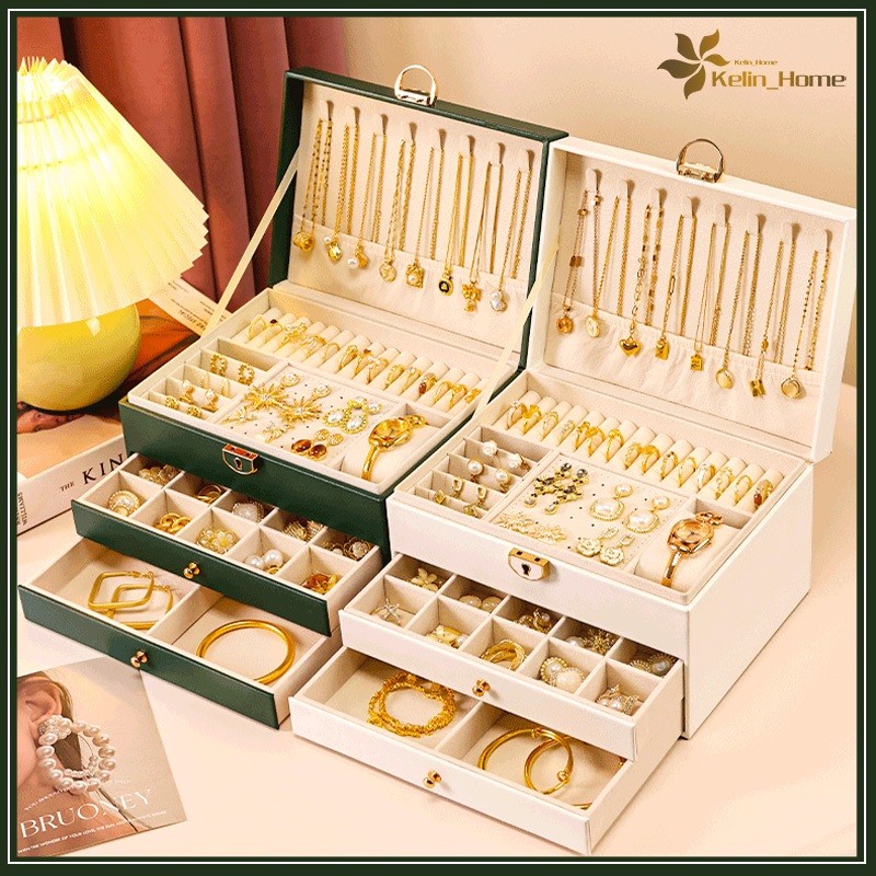 Kotak Perhiasan Jewelry Box Display Penyimpanan Anting rak Kotak Tempat Perhiasan Kotak Cincin Kalun