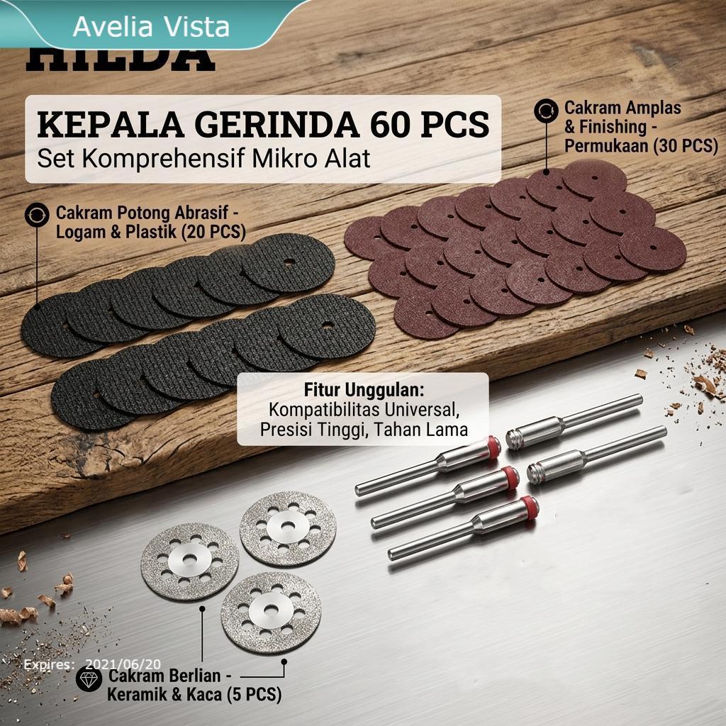 Mata Gerinda Mini Drill Diamond Dremel Cutting Blade Drill 60 PCS