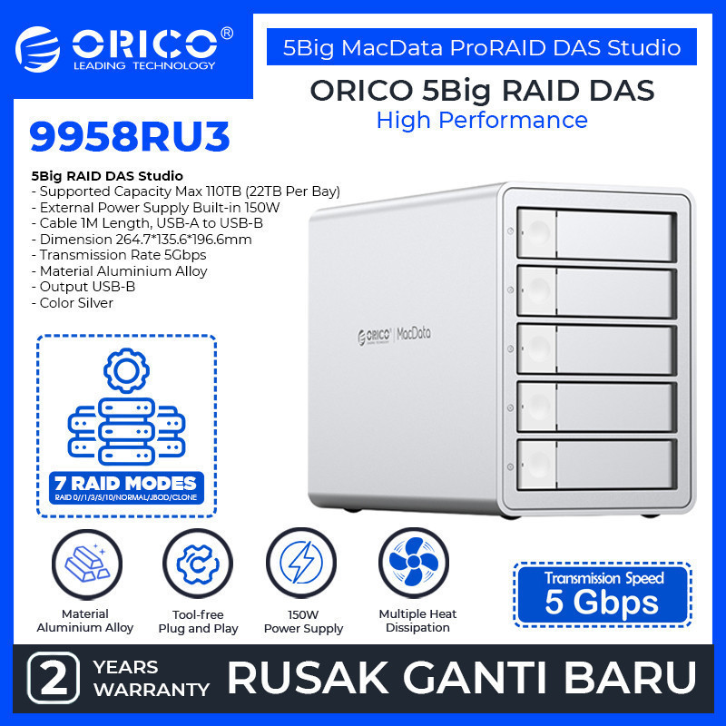 ORICO MacData 5 Big RAID DAS Studio 2bay 4bay 5bay HDD Enclosure SSD Enclosure - 99 Series