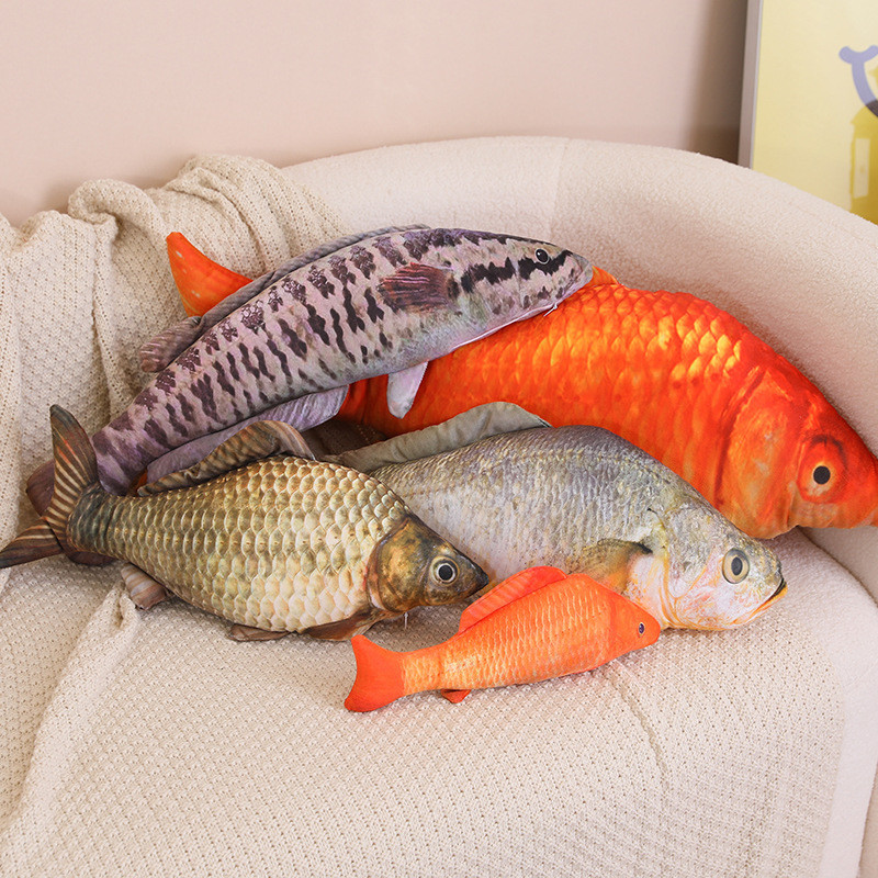 Boneka ikan simulasi baru, boneka ikan hitam, ikan hijau, ikan kuning, ikan mas koki, hadiah boneka 