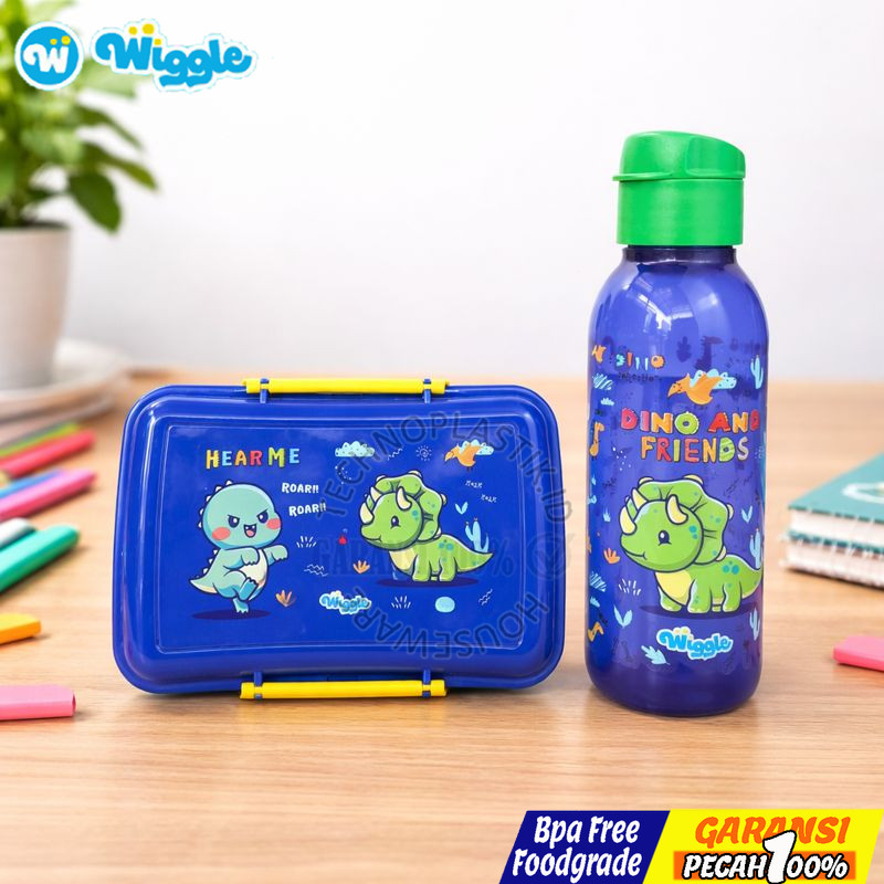 WIGGLE Lunch Box Set School Wiggle Kotak Bekal 600ml & Botol Air 670ml