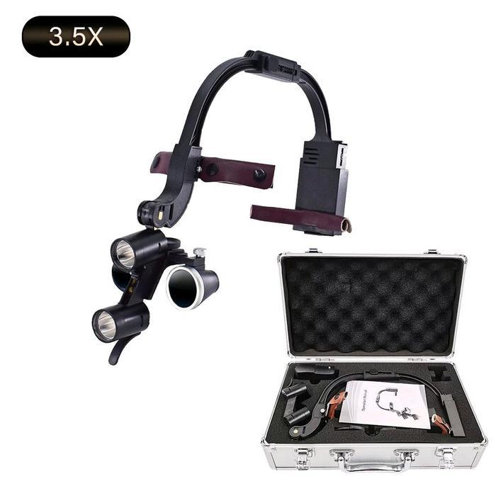 Dental Loupe 3.5X with LED Lamp Headband Kaca Pembesar Dokter Gigi Dental Loupe Perawatan Mulut Prof