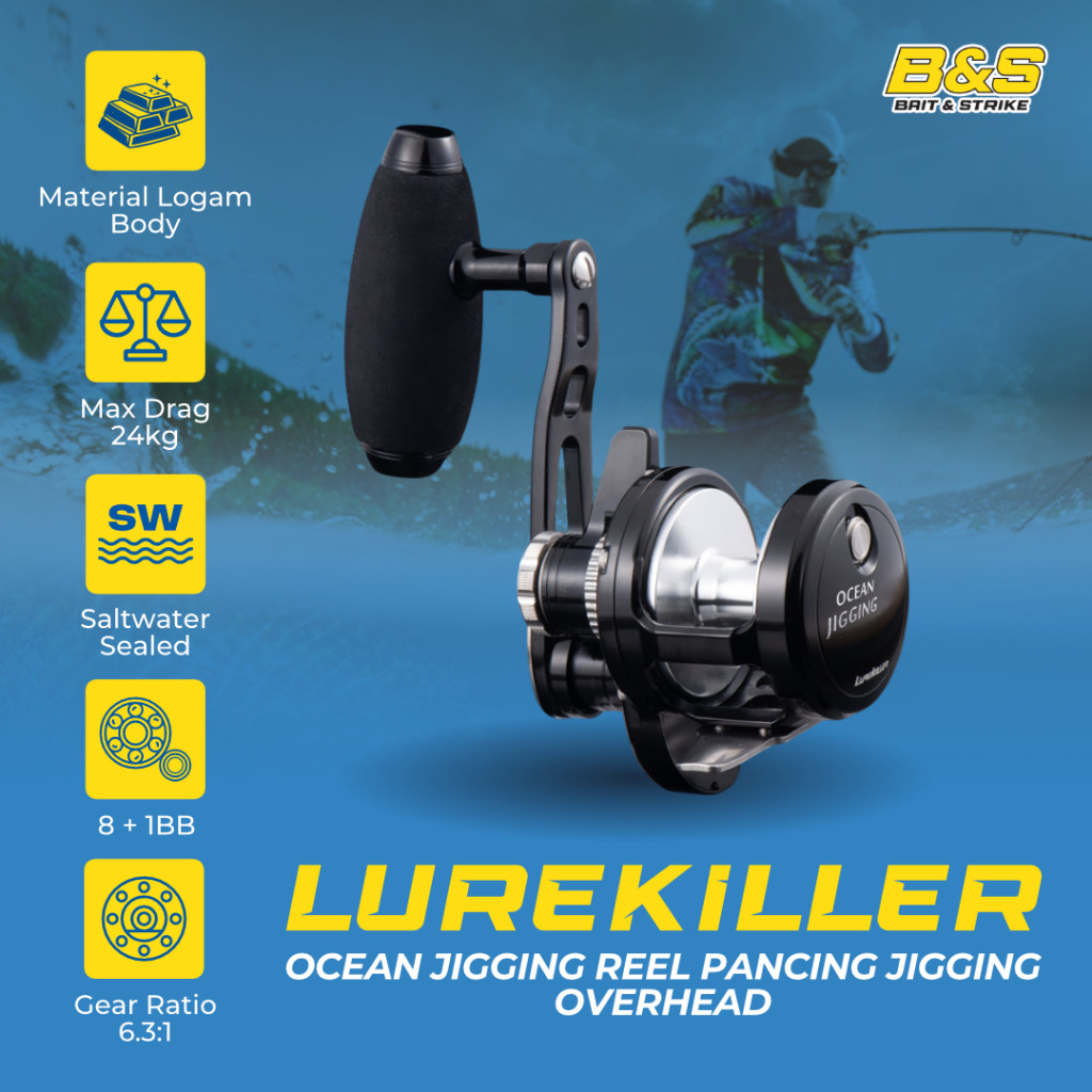 Lurekiller OCEAN JIGGING Reel Pancing OH 1500HG/1501HG 24Kg Reel Pancing Jigging Overhead Plat Besi 