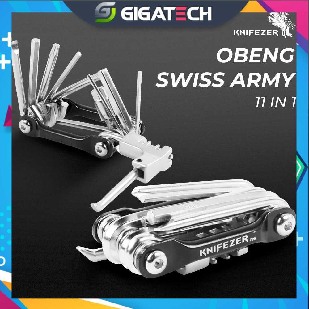 Obeng Set Multitool Reparasi Sepeda Swiss Army EDC 11in1 Kunci Pas Lipat Serbaguna Alat Perbaikan Se