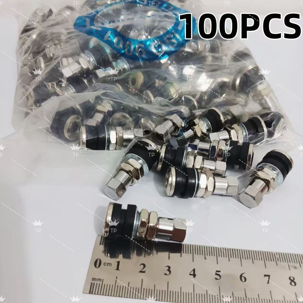 TP [100 Pcs] Pentil Tubeless Motor 3.5 Cm Besi Mur Atas -Tutup Plastik
