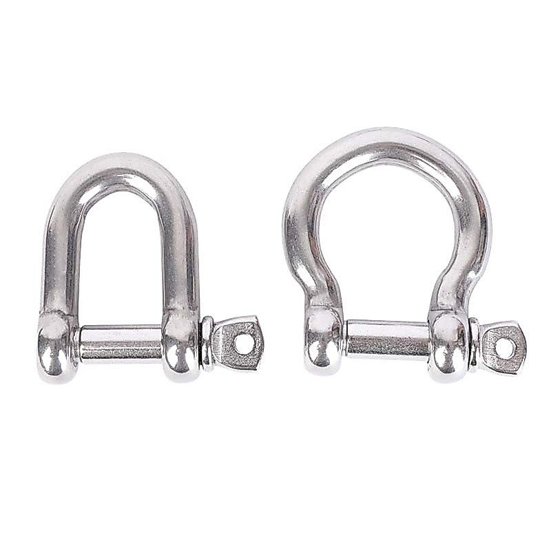 304 Stainless Steel Bow Shackle D-shaped Lifting Shackle Lifting Hook Steel Wire Rope Shackle M4 M5