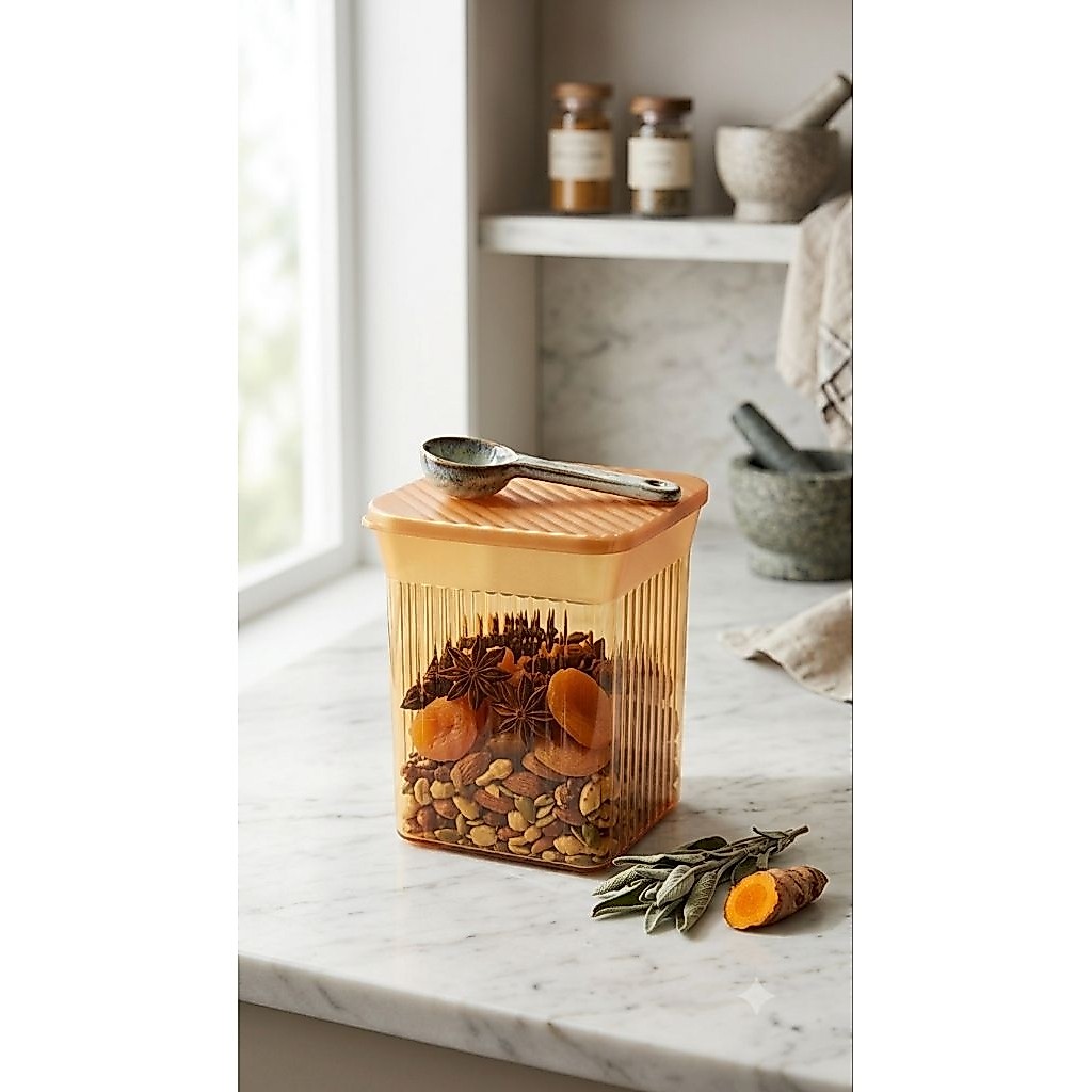 Tupperware Family Mate Square Golden Orange  - 800 ml - toples kristal family mate tupperware new @L