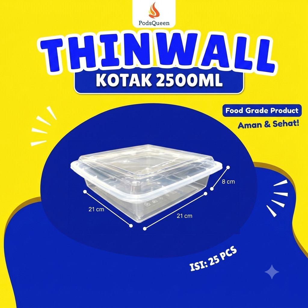 Thinwall 2500 ML KOTAK SQUARE 2500ML (25 PCS)