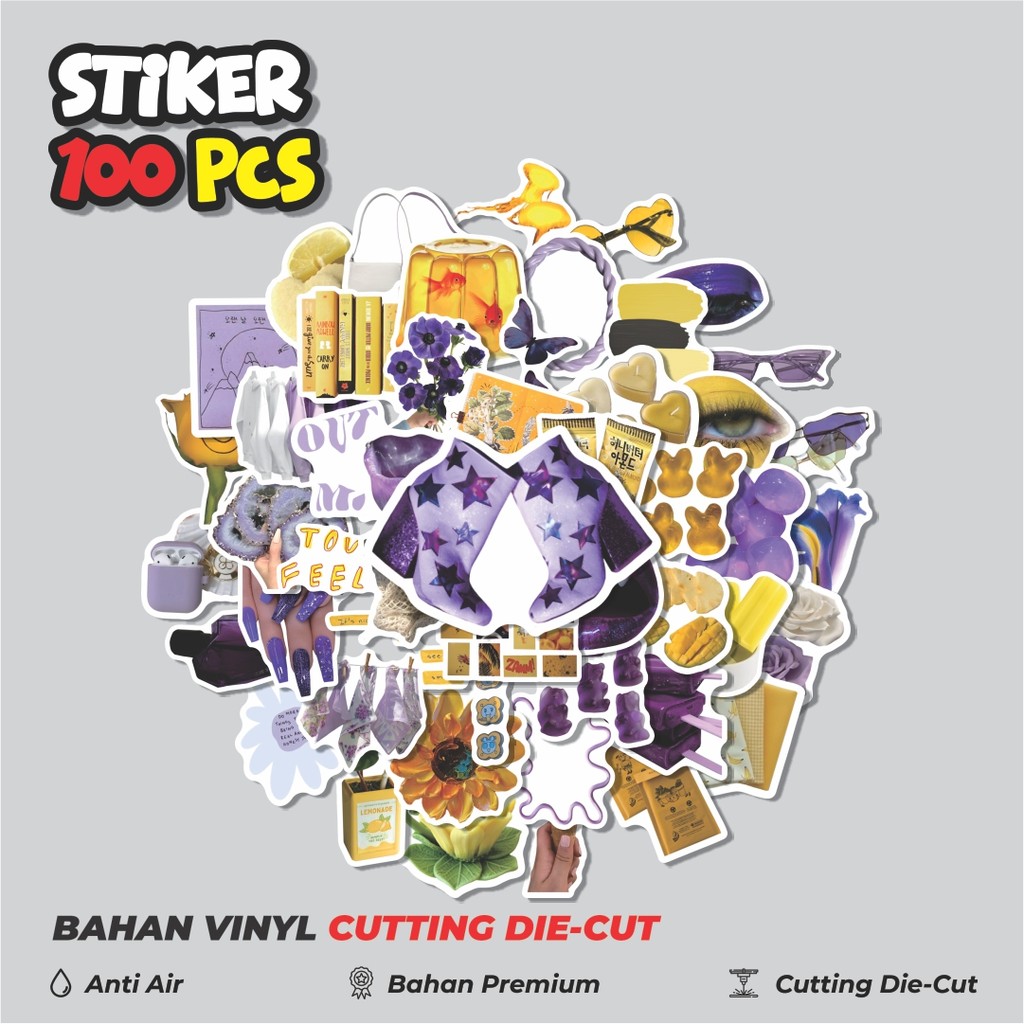 

Terbaru! 50 pcs Stike Aesthetic Yellow Purple Vintage [Kuning dan Ungu] Dekorasi Lucu Kreatif untuk Notebook, Skateboard, HP