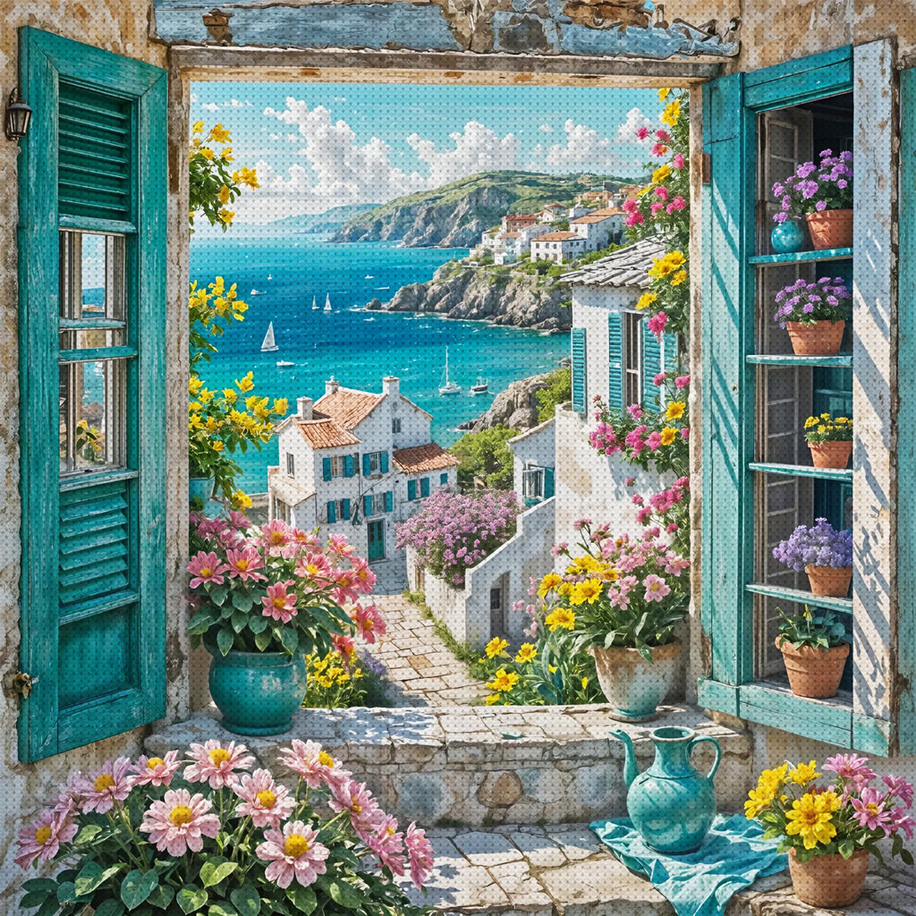 

Full embroidery eco-cotton thread 11CT print landscape home cross stitch kit art 40x40cm