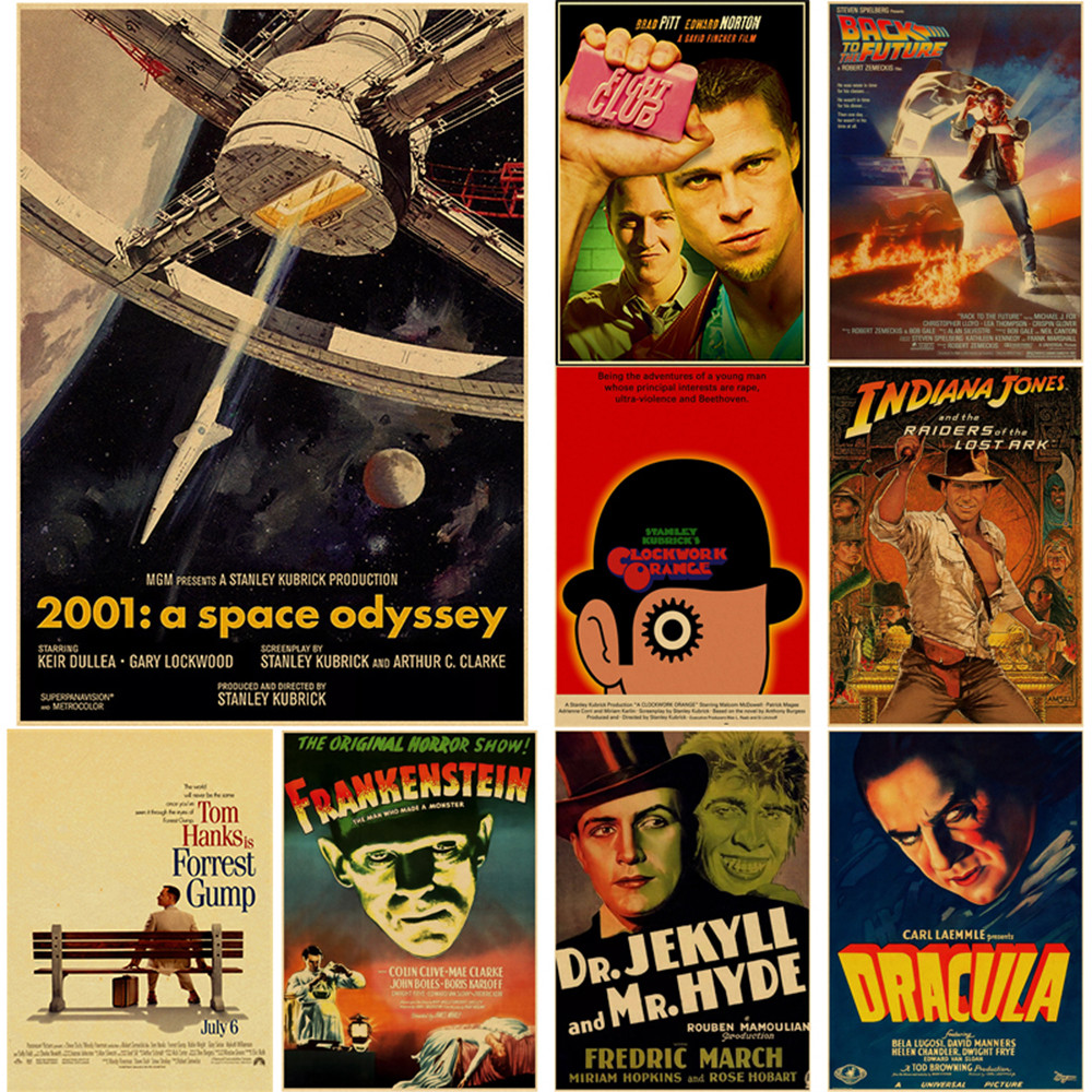 Buy Three Get Four Old Film Retro Poster Movie Jaws Indiana Jones Kraft Paper Posters Home Room Bar 
