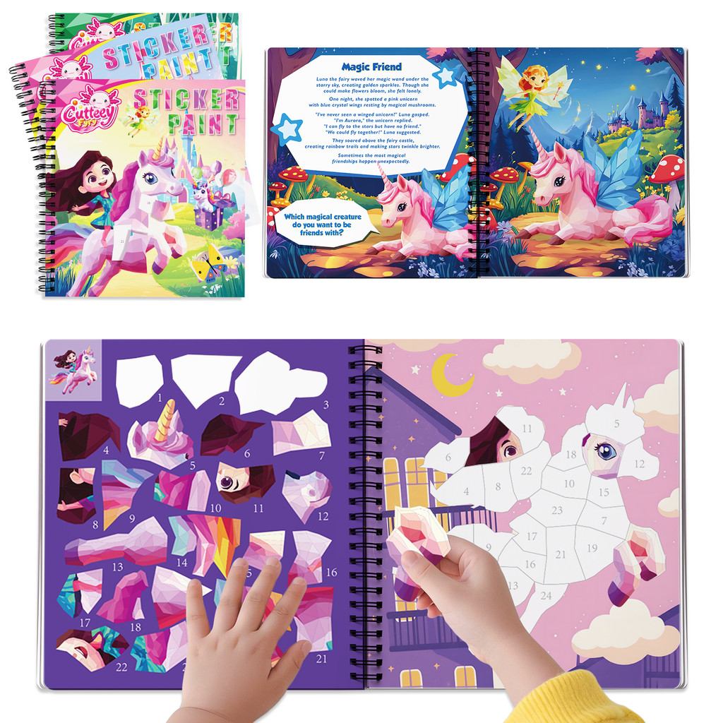 

2Pcs Paint By Sticker For Kids Ages 3-8 Educational Learning Sticker Book For Homeschool Travel Keep Kids Busy Gift for Girls