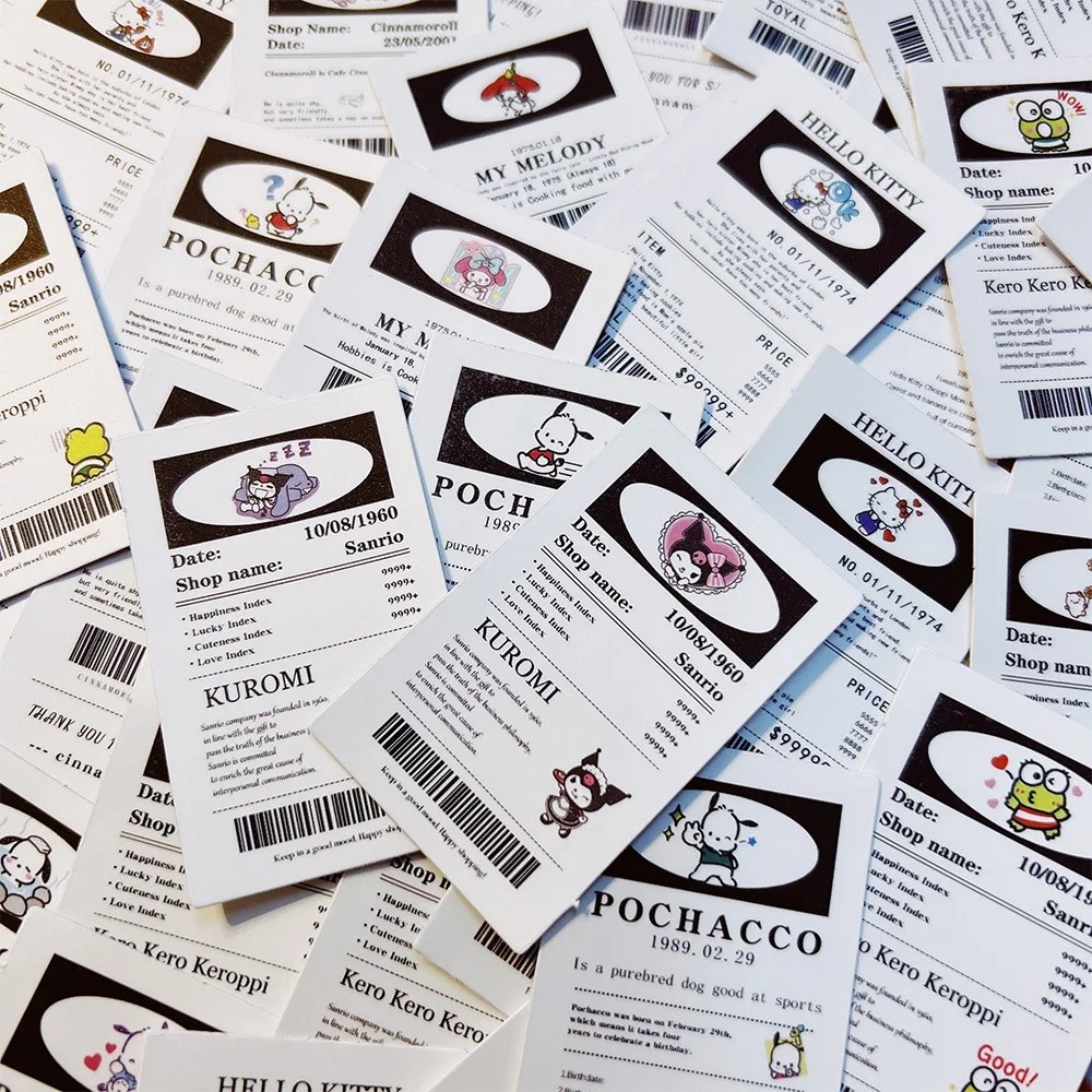 

65pcs Kawaii Sanrio Poster Stickers Aesthetic Cinnamoroll Hello Kitty Kuromi Cartoon Labels Decals Stickers for Kids Girls