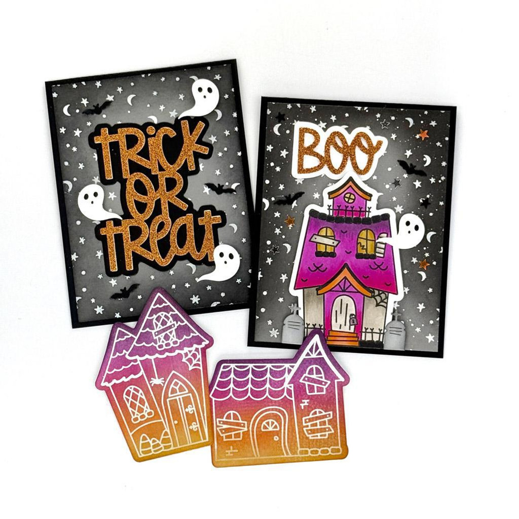 

2025 Halloween Ghost Hugs House Boo Eek Letter Metal Cutting Dies Clear Stamps Stencil for DIY Making Card Scrapbook Embossed