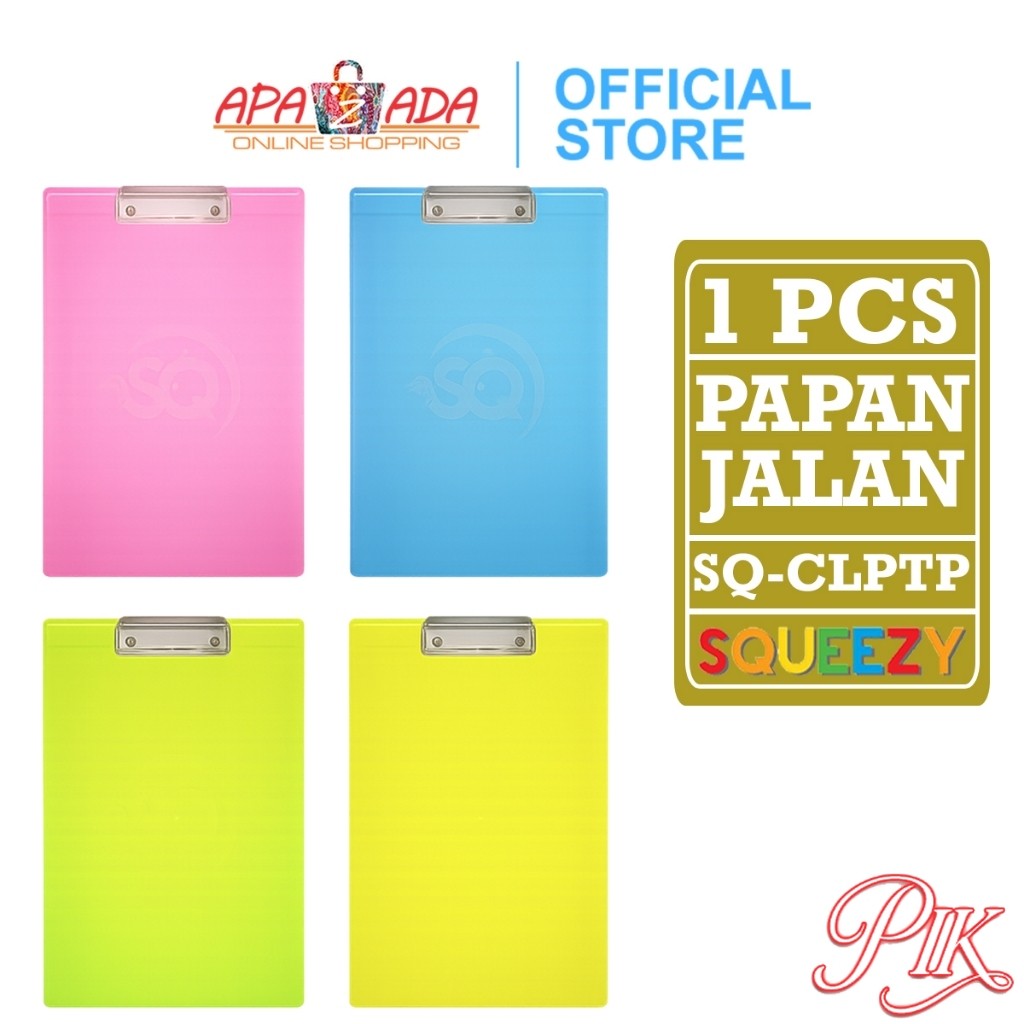 

Papan Jalan Transparan / Clipboard Squeezy Folio A4 / Papan Alas Ujian SQ-CLPTP