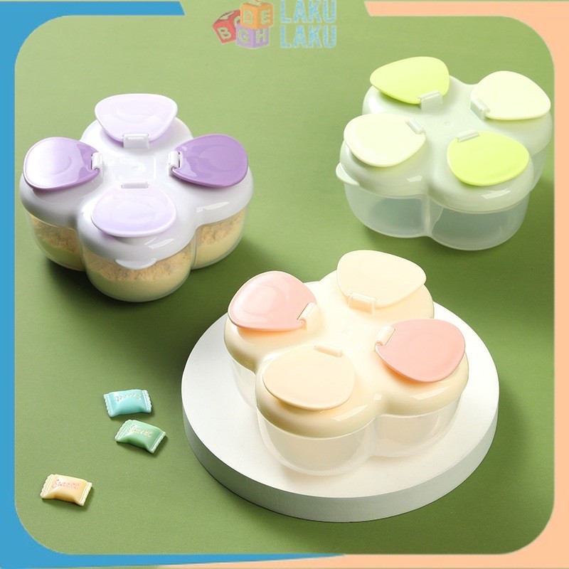 Tempat Susu Bubuk Bayi 4 Sekat / Kotak Penyimpanan Susu Travelling