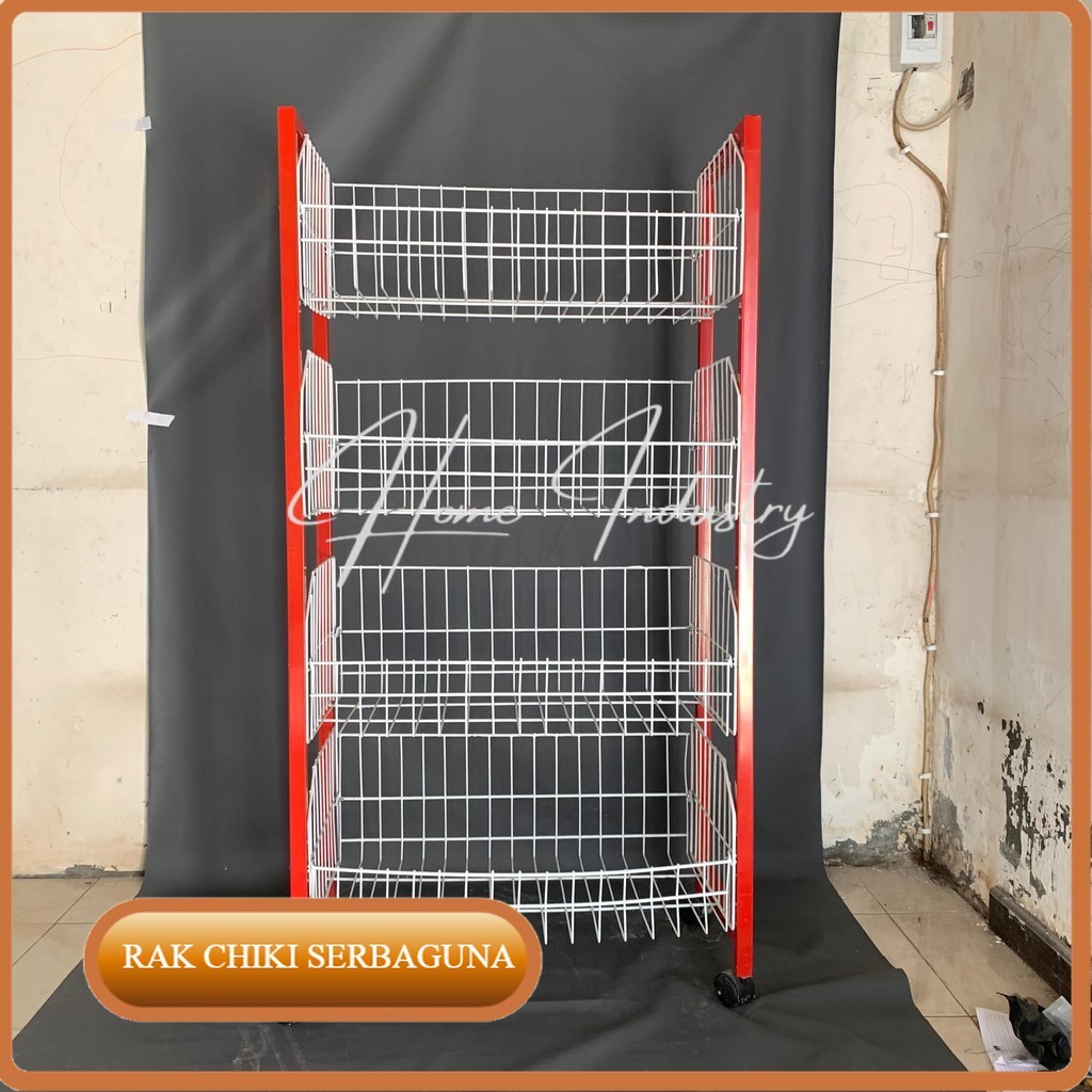 Rak Serbaguna Besi Susun 4 Roda/Rak Besi/Rak Gudang/Rak Ciki Besi/Rak Serbaguna