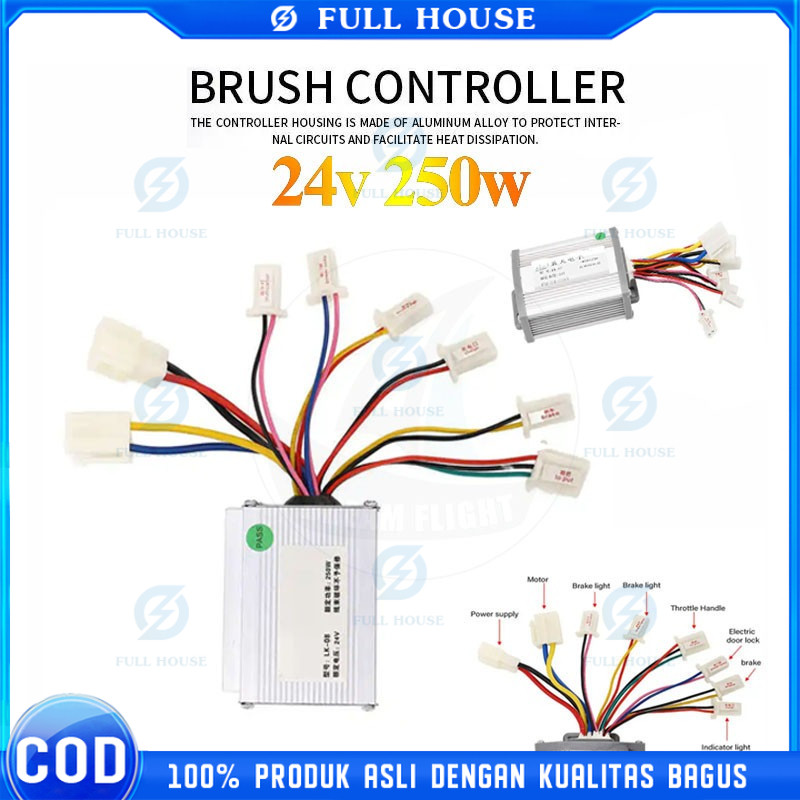 Full House Controller 24v 350w Brushed LK-08 Kontroler Skuter Elektrik Controler Universal Watt Spar