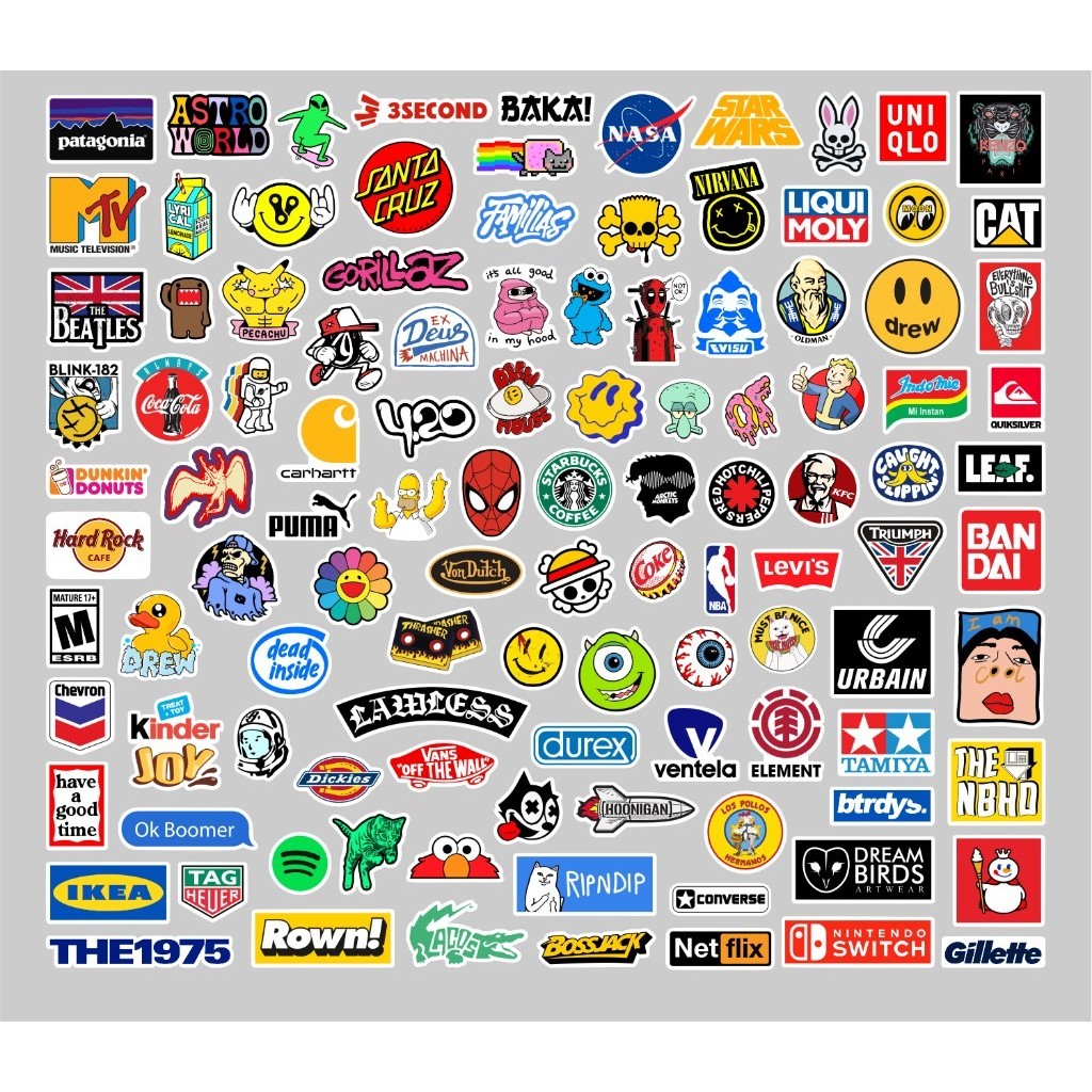 

(wk acc) STIKER HYPEBEAST WATERPROOF ISI 110 / Stiker Pack Hypebeast Aesthetic Waterproof untuk Laptop, Motor, dan Helm - Paper Stationery / STICKER BRAND LOGO 2ND HYPEBEAST Medium Size Stiker Motor Koper Helm Waterproof