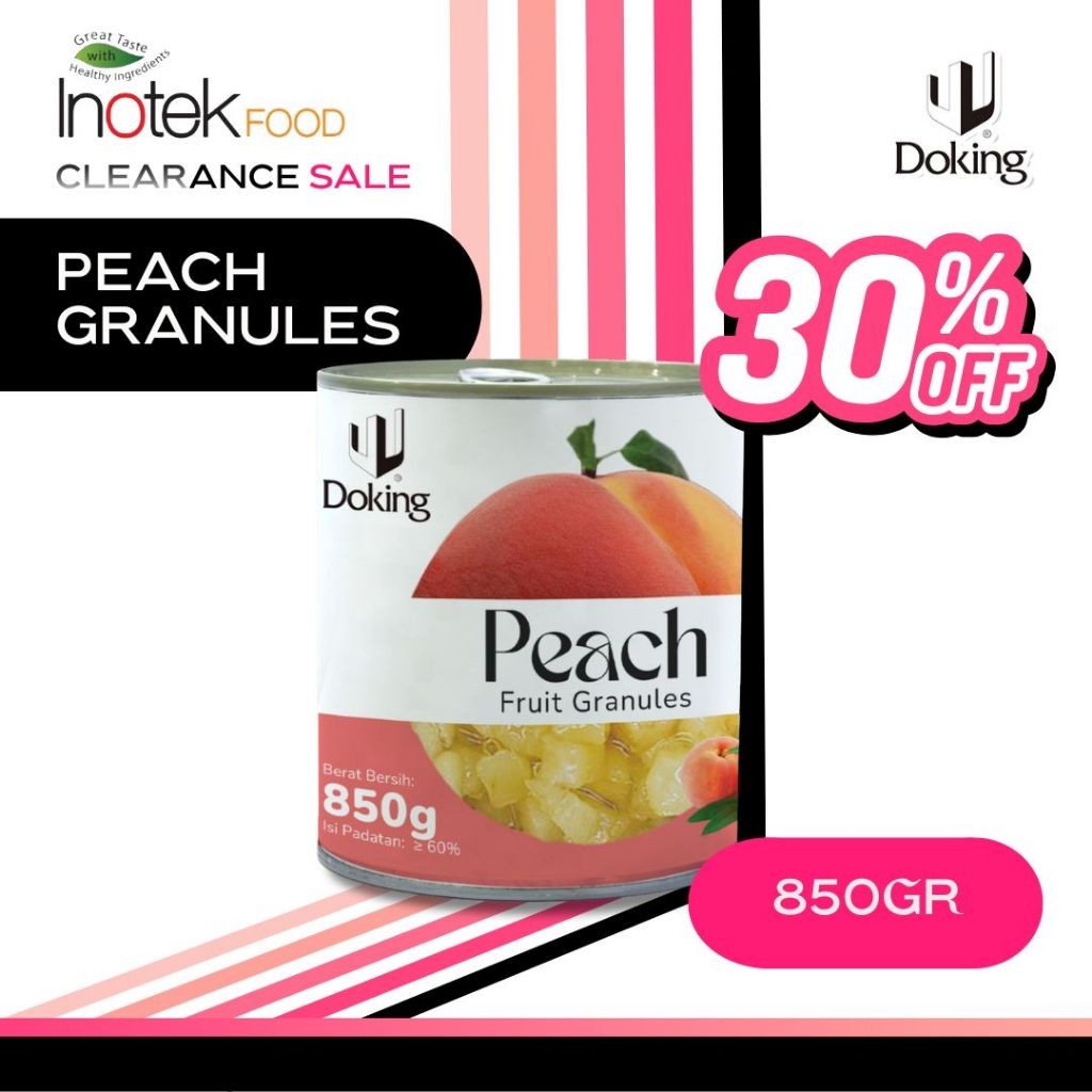 

CANNED PEACH GRANULES DOKING - POTONGAN BUAH PERSIK @850GR
