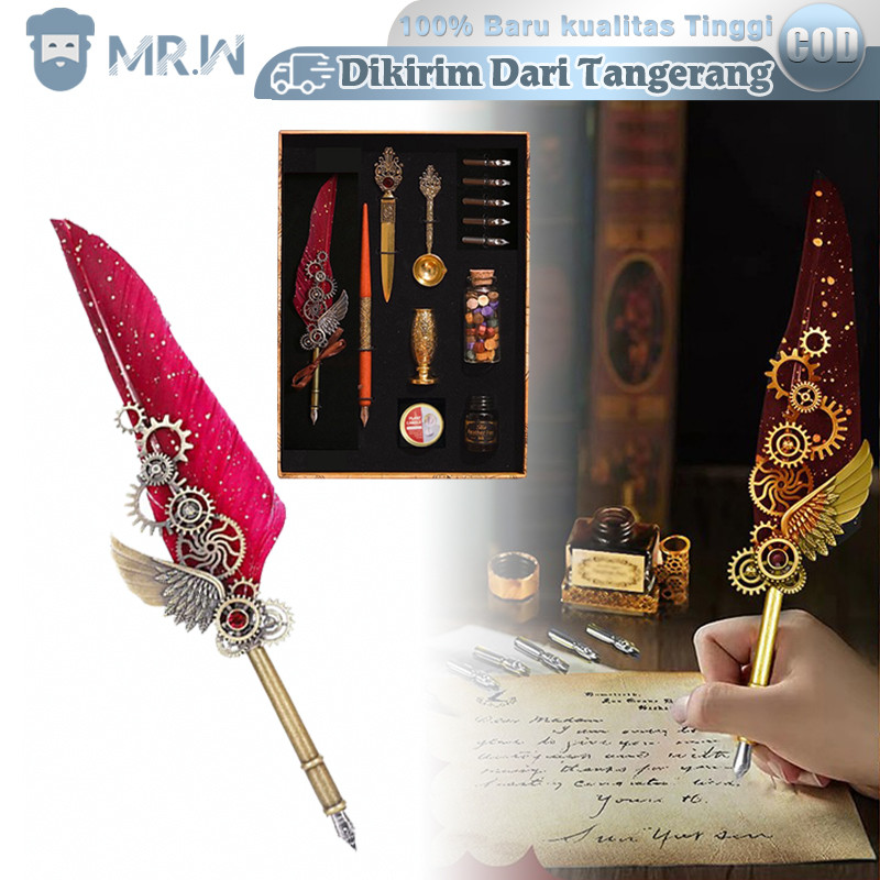 

Pena Bulu Harry Potter Set Lengkap Alat Kaligrafi Retro Dengan Tinta