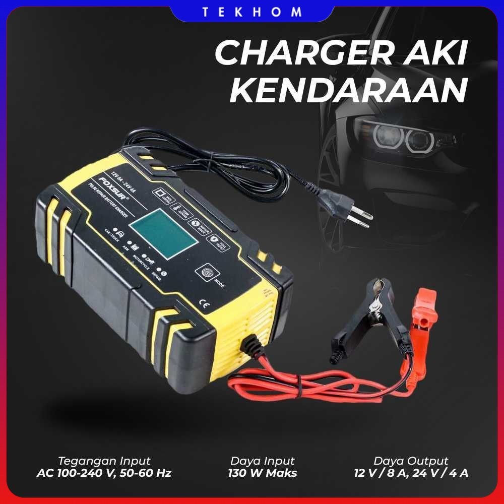 FOXSUR Charger Aki Mobil Motor Battery Charger 12/24V 8A - FBC122408D