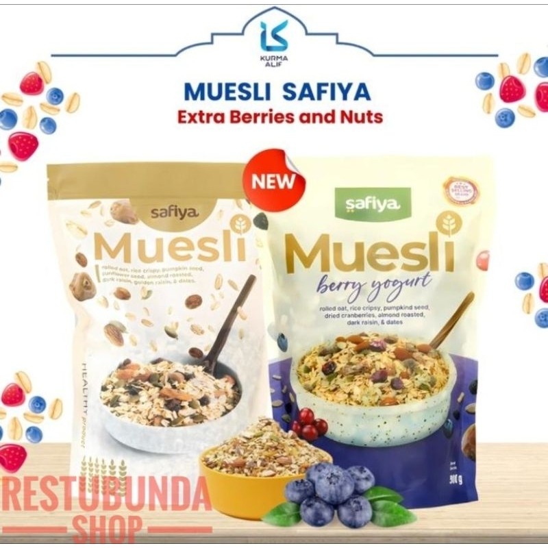 

Muesli Safiya Berry Yogurt / Original 1kg / 500gr Dried Fruit Mix Sereal Sarapan OatMeal