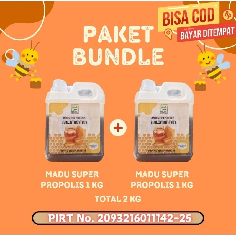 

Paket Bundle Spesial Isi 2 Pcs Madu Super Propolis Kalimantan Ar Rayhan Total 2 kg Kaya Bee Pollen Dan Propolis Alami