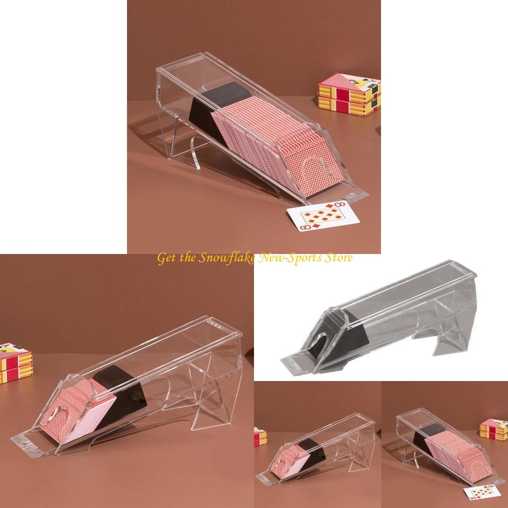 E56D 8 Deck Pokers Dealer Acrylic Playing Card Dealing Shoe Playing Card Shuffler