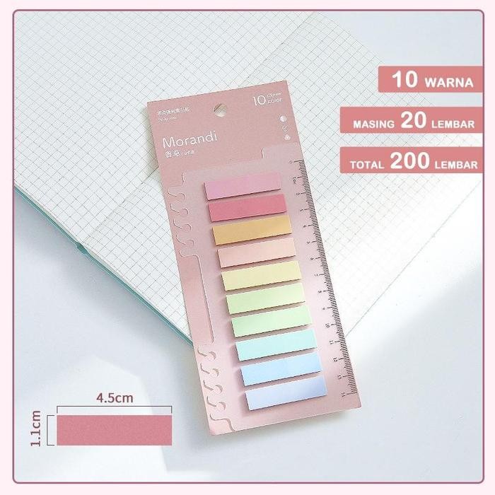 

pembatas buku/penanda buku 200 Lembar Warna Sticky Notes aesthetic /Sticky Note Macaron Morandi index Warna - Qiqi Treasure - A