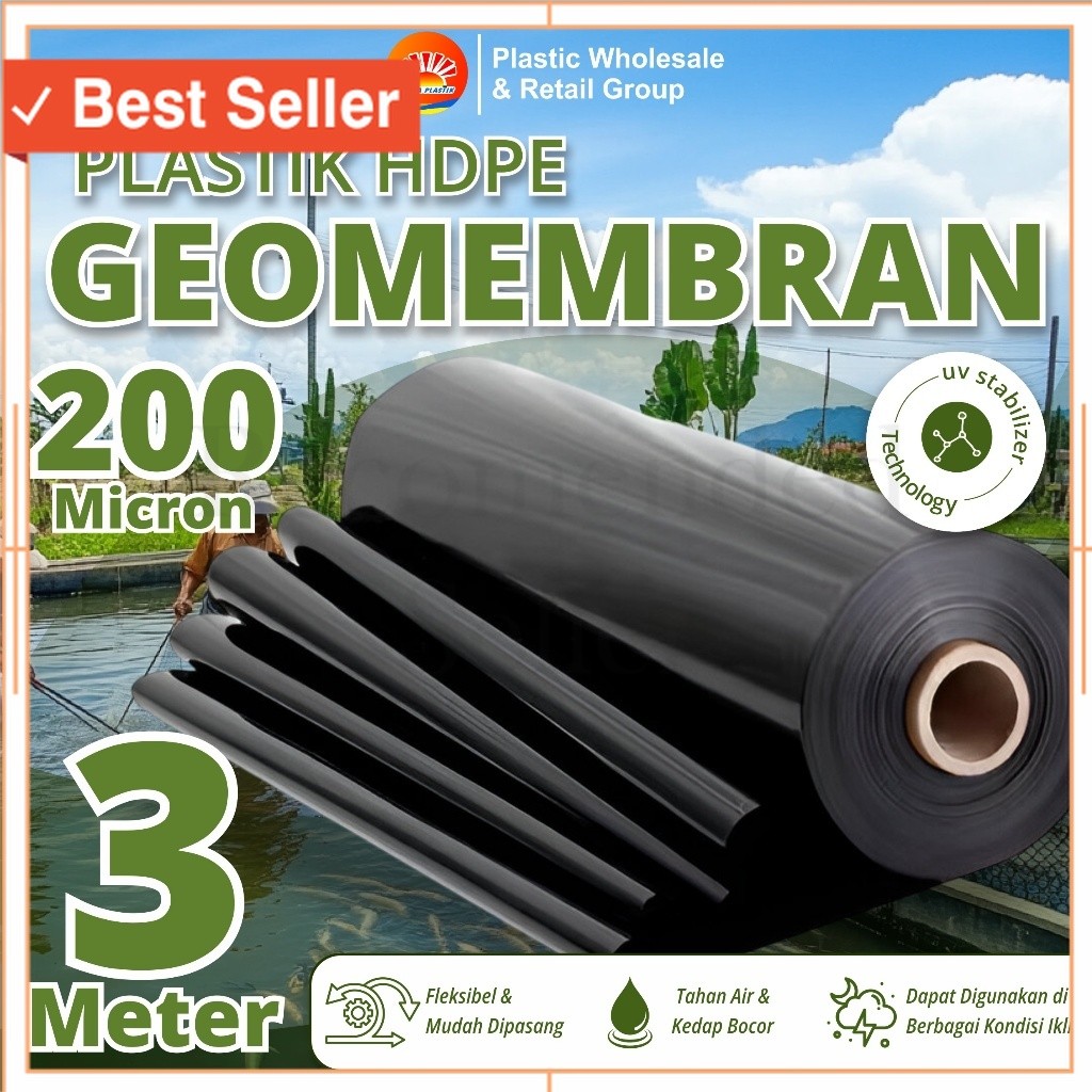 Termurah / GEOMEMBRAN HDPE TEBAL 200 MICRON LEBAR 3 METER