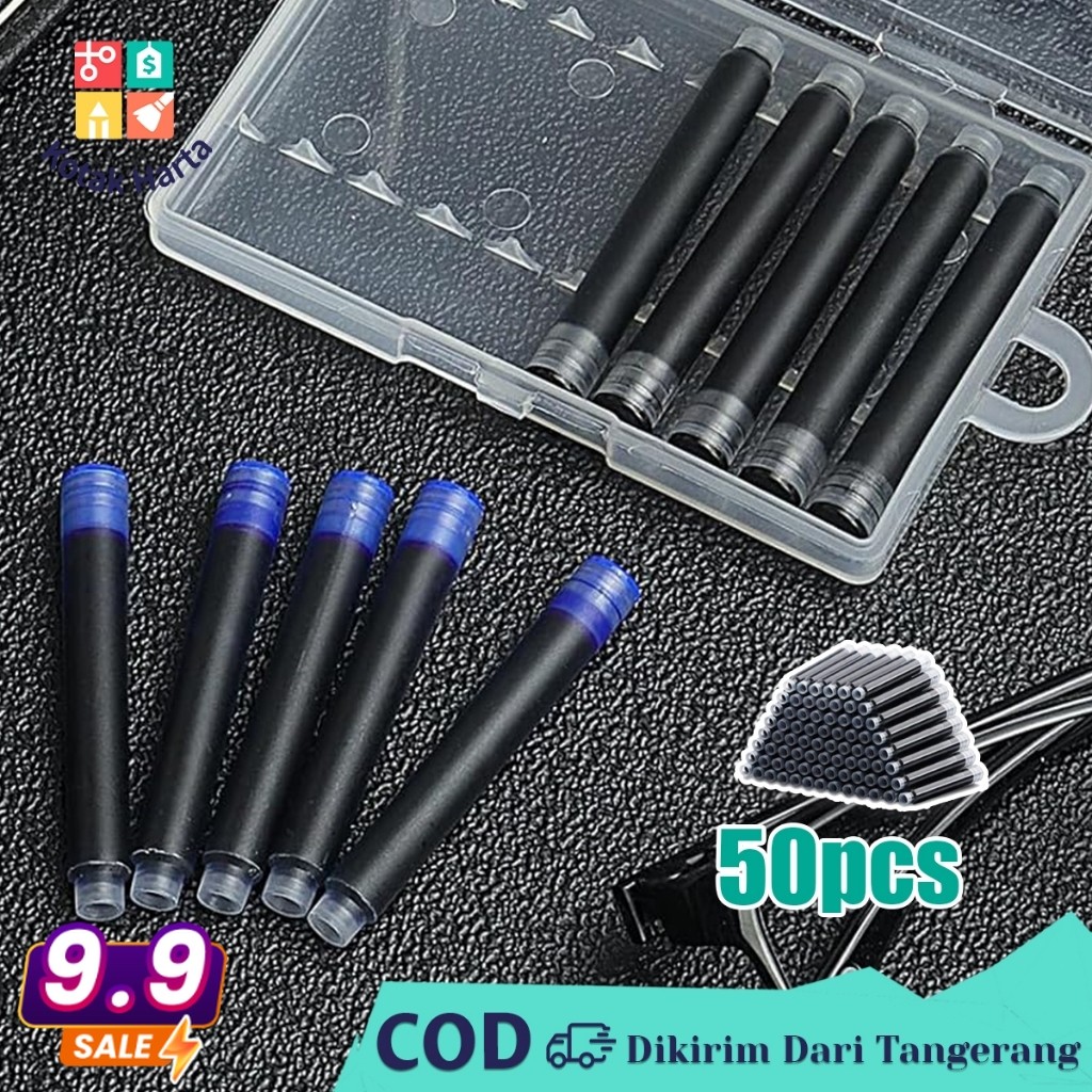 

50pcs Refill Tinta Pena 3.4mm Isi Ulang Tinta Pena Standar Fountain Pen Refill Untuk Pulpen Umum