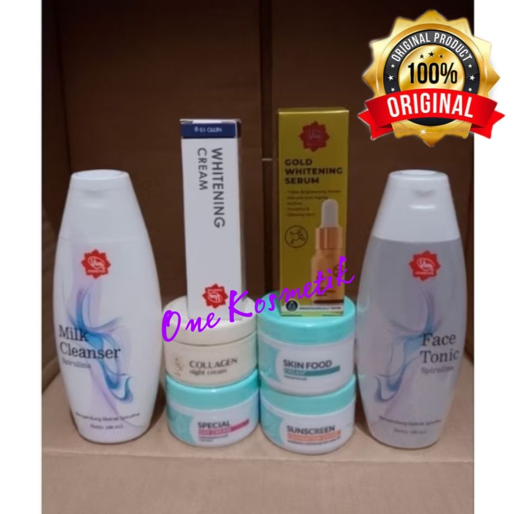 Viva Paket Anti Flek Hitam Day Sunscreen Whitening Night Glowing Serum Skinfood Milk Toner Spirulina