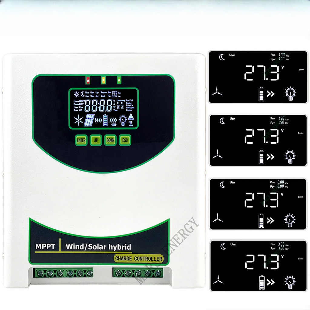 4500W Dual MPPT Wind Solar Power Charge Controller 70A Booster Charging Regulator With Dump Load RS4