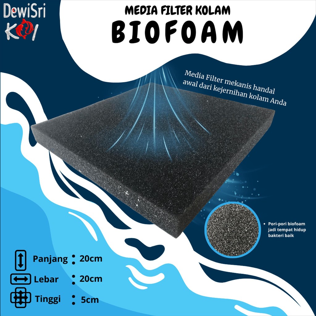 Biofoam Filter Aquarium Kolam Koi 20x20x5 cm – Busa Filter Mekanis Media Penyaring Air