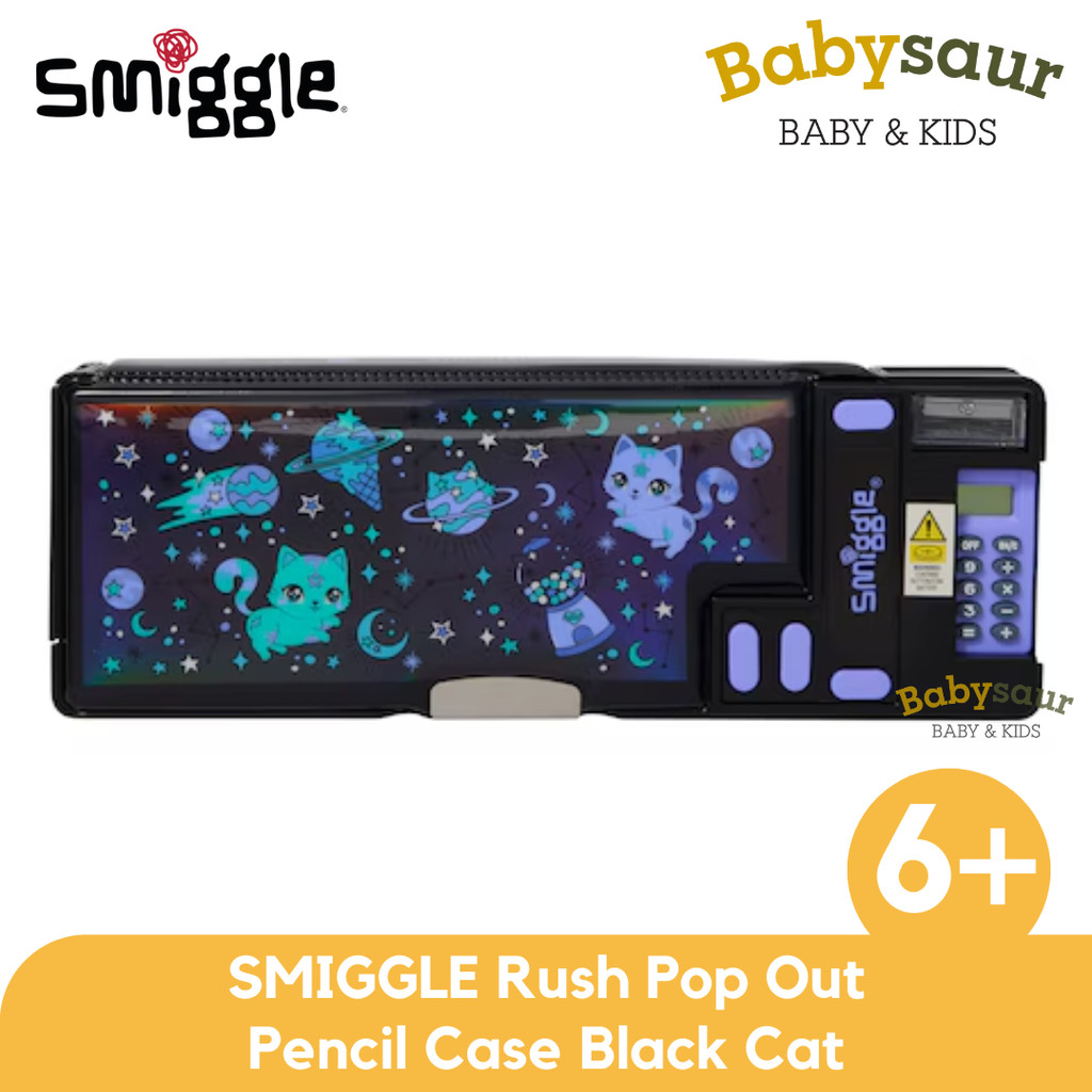 

SMIGGLE 100% Original Rush Pop Out Pencil Case Black Cat Peralatan Sekolah Tempat Pensil Anak 6 Tahun +