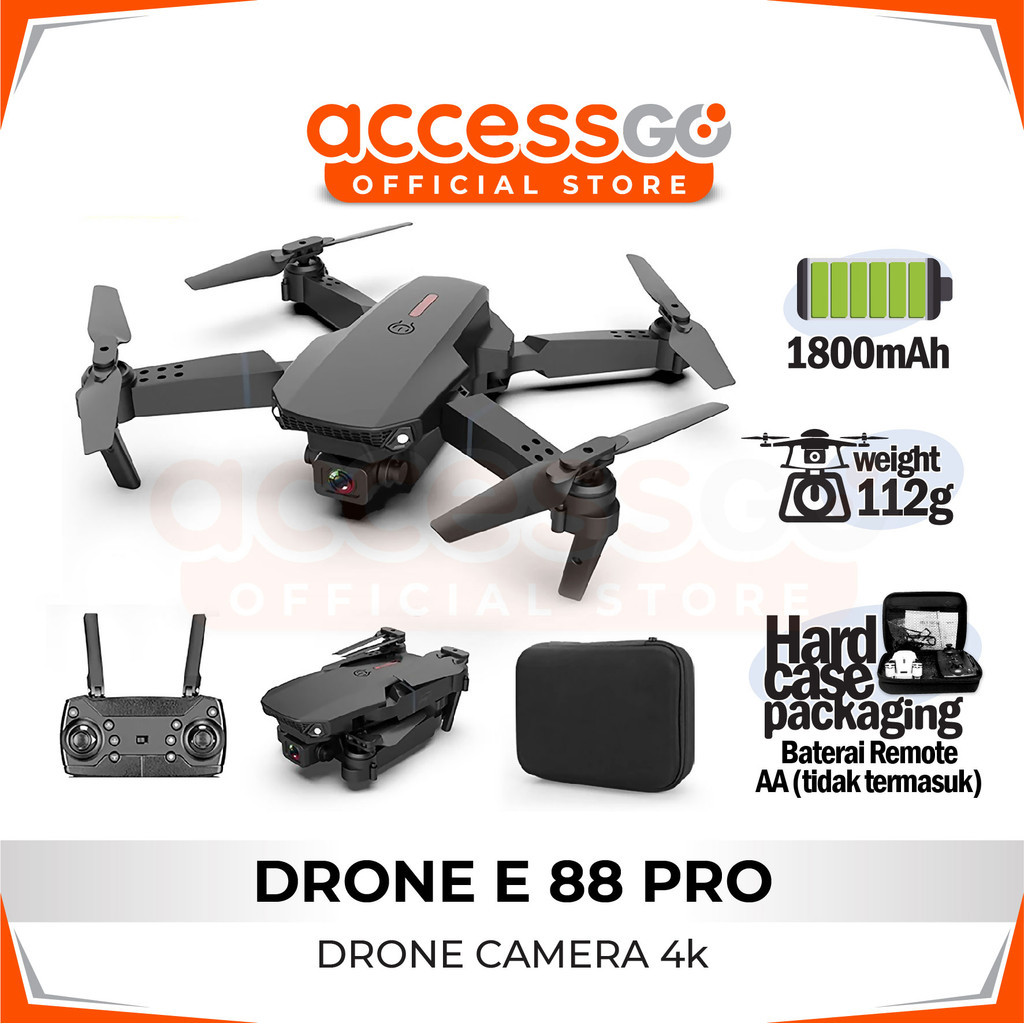 Drone E88pro 4K Ultra HD Foldable Drone Lipat Single Camera