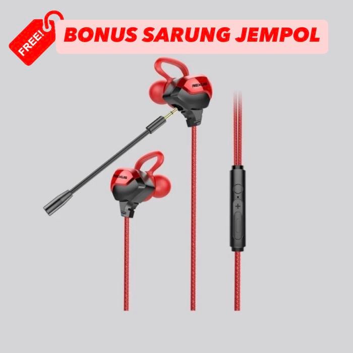Rexus ME5 Gaming Earphone Vonix ME-5 Headset Game with Microphone - ME6 Merah