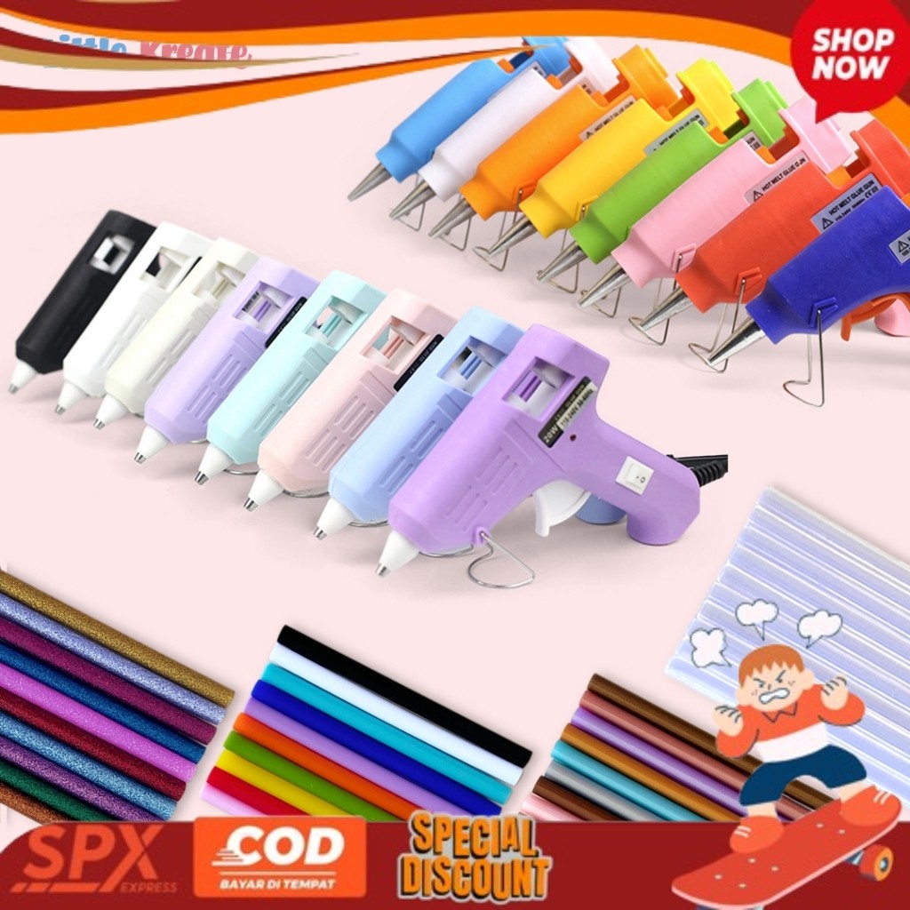 

READYYY!!! Lem Tembak / Hot Melt Glue Gun / Lem Lilin / Refill Lem Bakar Cair Warna / Bening LITTLE KREATE